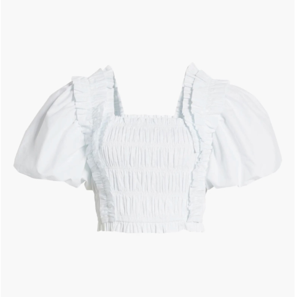 Endless Rose Puff Sleeve Crop Top in White